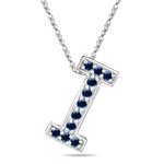 Blue Sapphire Initial I Pendant