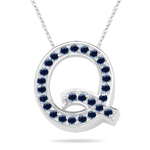 Blue Sapphire Initial Q Pendant