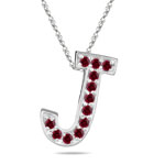 Ruby Initial J Pendant