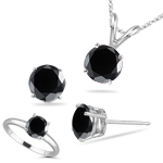 3.00 Cts Black Diamond Jewelry Set in Platinum