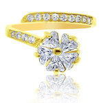 Cubic Zircon accented Flower Toe Ring in 14K Yellow Gold