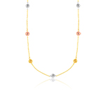 Tri Color Pebble Necklace in 14K Three Tone Gold