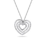 Royal Pave Graduated Open Heart Pendant in 14K White Gold