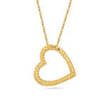 Royal Pave Dangling Open Heart Pendant in 14K Yellow Gold