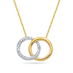 Royal Pave Dangling Circle Pendant in 14K Two Tone Gold