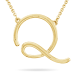 Fashion Script Initial Q Pendant in 14K Yellow Gold