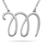 Fashion Script Initial M Pendant in 14K White Gold