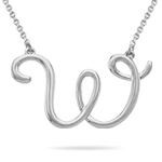 Fashion Script Initial W Pendant in Sterling Silver