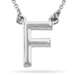 Fashion Block Initial F Pendant in Sterling Silver