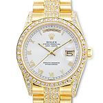 Diamond Studded Rolex Oyster Perpetual Day-Date Watch in 18K Yellow Gold