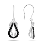 Black Diamond Rope Love Knot Earrings in 14K White Gold