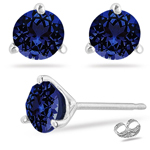 2.16 Cts of 6.5 mm AAA Round Tanzanite Stud Earrings in 18K White Gold