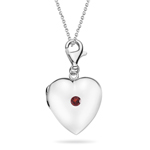 0.12 Cts Garnet Solitaire Multi-Purpose Heart Charm Locket Pendant in Silver