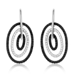 3/4 Cts Black & White Diamond Earrings in 14K White Gold