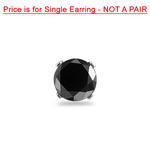 1.50 Cts of 6.30-7.51 mm AA Round Black Diamond Mens Stud Earrings in 14K White Gold