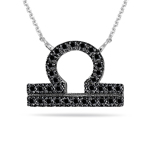 0.42 Cts Black Diamond Libra Zodiac Pendant in Silver