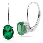 Oval Natural Emerald Lever Back Earrings
