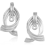 Swirl-Loop Earring Jacket Mounting in 14K White Gold