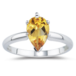 0.62 Cts Citrine Solitaire Ring in 14K White Gold