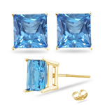 1.70-1.85 Ct Swiss Blue Topaz Stud Earrings in 14K Yellow Gold