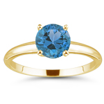 0.52 Cts Swiss Blue Topaz Solitaire Ring in 18K Yellow Gold