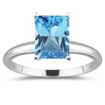 1.46 Cts Swiss Blue Topaz Solitaire Ring in 14K White Gold