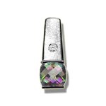 0.02 Cts Diamond & 1.04 Cts Mystic Topaz Pendant in 14K White Gold