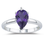 0.65 Cts of 8x5 mm AAA Pear Amethyst Solitaire Ring in 14K White Gold