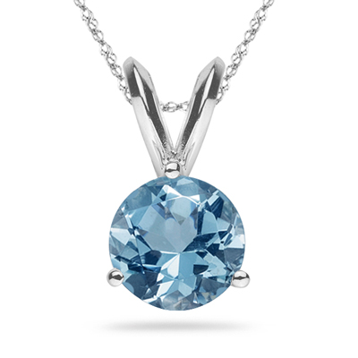 2.00 Cts of 8 mm AAA Round Aquamarine Solitaire Pendant in Platinum