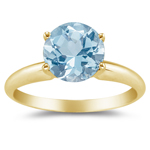 0.75 Cts Aquamarine Solitaire Ring in 14K Yellow Gold