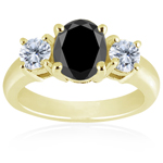 1.73 Cts Black & 0.20 Cts White Diamond Ring in 18K Yellow Gold