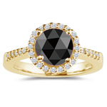 2.34-2.81 Cts Black & White Diamond Ring in 14K Yellow Gold