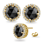 4.55-5.49 Cts Black & White Diamond Stud Earrings in 14K Yellow Gold