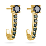 1.46-1.55 Cts Green and Black Diamond Earrings in 14K Yellow Gold