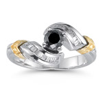 0.84 Cts Black & White Diamond Ring in 14K Two Tone Gold