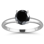 2.50 Cts of 7.90-8.50 mm AA round Black Diamond Solitaire Ring in Platinum