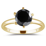 1/4 Cts of 3.70-3.90 mm AAA round Black Diamond Solitaire Ring in 14K Yellow Gold