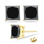 1/4 Cts Black Diamond Stud Earrings in 18K Yellow Gold