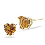 2.30 Cts of 7 mm AA Heart Citrine Stud Earrings in 18K Yellow Gold