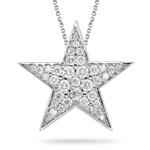 Diamond Star Pendant - 0.70 Ct Diamond Star Pendant in 18K White Gold