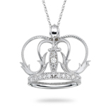 0.16 Ct Diamond Crown Pendant in 18K White Gold