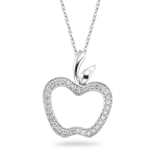 0.30-0.35 Cts  SI2 - I1 clarity and I-J color Diamond Apple Pendant in 14K White Gold 