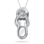 0.20-0.25 Cts  SI2 - I1 clarity and I-J color Diamond Sandal Pendant in 14K White Gold