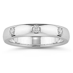 0.09 Ct Diamond Three-Stone Wedding Band in 18K White Gold