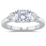 1.41 Cts Diamond Three Stone Ring in 18K White Gold