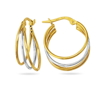 14k two tone gold earrings