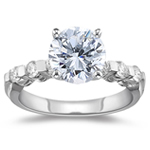 3/4 Ct Ideal Cut Four Prong Diamond Engagement Ring (G/VS1) w/ 1/3 Ct Sidestones