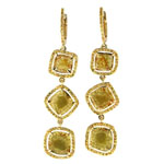 1.12-1.32 Cts Yellow Sapphire & 3.09-3.29 Cts Medium Yellow Slice Diamond Earrings in 14K Yellow Gold