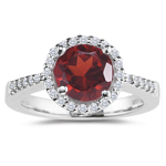 0.24 Cts Diamond & 3.22 Cts Garnet Ring in Platinum