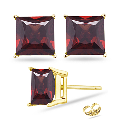 princess cut garnet earrings